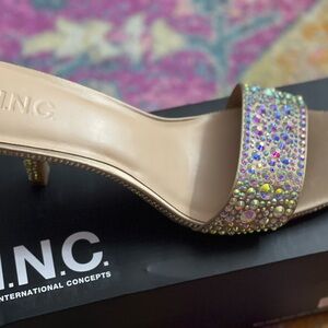 Elegant Tan Women's Sandals with Rhinestone Accents